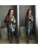 Пальто для девочки серое модель 30314864