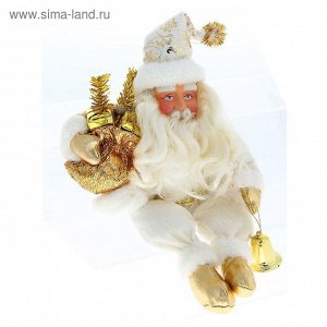 Дед Мороз, сидит, бело-золотая шуба