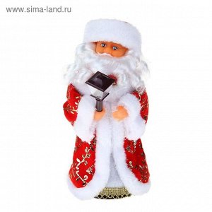Дед Мороз, в красной шубе, с фонарём, с подсветкой, русская мелодия