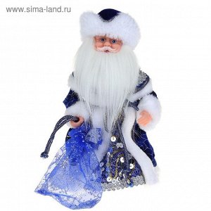 Дед Мороз "Шик", синяя шубка, пайетки, русская мелодия