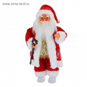 Дед Мороз, в очках, в валенках и красной шубке, английская мелодия