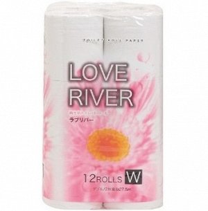 IDESHIGYO Туалетная бумага двухслойная "LOVE RIVER", двухслойная, белая, 27.5 м, 12 рулонов