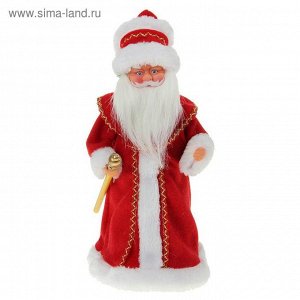 Дед Мороз, в красной шубе и шапке, с посохом, русская мелодия