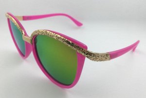 Солнцезащитные очки темно-розовые с золотой дугой по верхнему краю