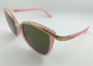 Солнцезащитные очки светло-розовые с золотой дугой по верхнему краю