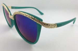 Солнцезащитные очки зеленые с золотой дугой по верхнему краю