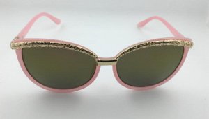 Солнцезащитные очки светло-розовые с золотой дугой по верхнему краю