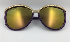 Солнцезащитные очки фиолетовые с золотой дугой по верхнему краю