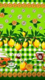 Лимоны. 	Вафельное набивное полотенце 75*40.