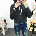 Толстовка с капюшоном и длинными рукавами цвет: ТЕМНО-СЕРЫЙ
