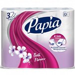 Т/бумага &quot;Papia&quot; Балийский цветок белая с рисунком 3 слоя, 12шт