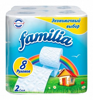 Т/бумага "Familia" белая Экономичный выбор, 2 слоя, 8 шт Радуга