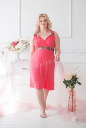 Сорочка Цвет: Коралл 
Состав: 90% вискозы, 10% лайкры, отделка - шифон