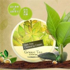 THE FACE SHOP Очищающий крем для лица с зеленым чаем Herb Day Massage Cream Green Tea