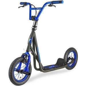 Самокат внедорожный трюковый NOVATRACK STAMP N1 Extreme Line, max 100кг, гироротор, пеги, синий #109194