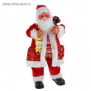 Дед Мороз, в очках, с фонариком, английская мелодия