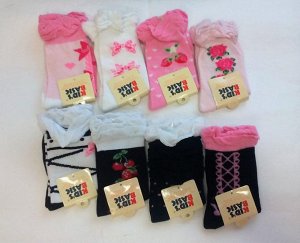 Носки для девочек с цветочками и с волнистым краем