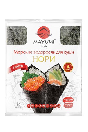 Нори(морские водоросли для суши) MAYUMI, п/э пакет, 5л,14г