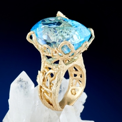 Кольцо микс аметист топаз голубой, swiss лондон Бразилия огранка (серебро 925 пр.) размер 15,5