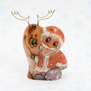 Дед Мороз с оленем селенит Россия 10 см
