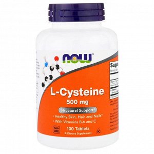 L-цистеин Now Foods, L-цистеин, 500 мг, 100 таблеток. L-цистеин — это второстепенная серная аминокислота, которая играет очень важную роль в обмене метионина, таурина и глутатиона. Он также является в