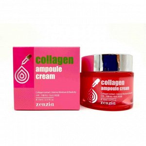 KR/ ZENZIA Ампульный крем д/лица Collagen Ampoule Cream "Коллаген", 70мл  (СТЕКЛО)