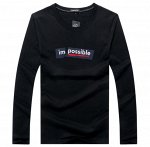 Футболка с длинными рукавами черная с надписью &quot;Im possible&quot;
