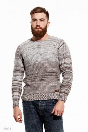 Мужской пуловер Грег светло бежевый коричнывй