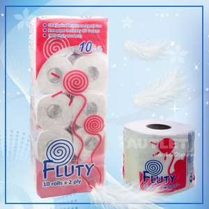 "Fluty" (red) Двухслойная туалетная бумага в индивидуальной упаковке 10 рулонов