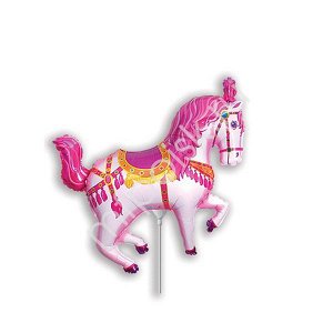 Мини Фигура Лошадь цирковая розовая 34 см Х 37 см фольгированный шар