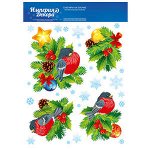 наклейки двухсторонние &quot;Снегири на ёлочке &quot;