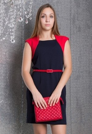 Платье для девочки дт0225 из фактурного трикотажа с поясом