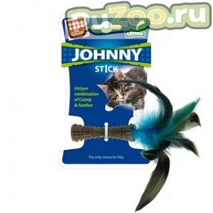 GiGwi Игрушка для кошек Johnny Stick прессованная кошачья мята с пером