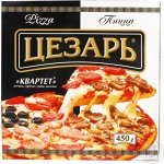 Пицца, Цезарь, Квартет (ветч/гриб/сал/оливки), Морозко, 420 г, (4)
