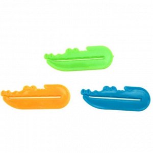 Выдавливатель для зубной пасты 3шт, пластик, 8,5х3см, "Крокодильчики", 3 цвета