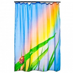 VETTA Шторка для ванной, ткань полиэстер с утяжелит, 180x180cм, фотопечать, "Трава-радуга" Дизайн GC