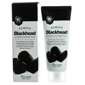 Пенка для умывания PURE MIND Black Head So Fresh Cleansing Foam с древесным углем