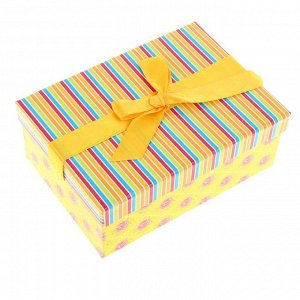 Коробка подарочная "Розы и полосочки", цвет желтый, 17 х 12 х 6,5 см