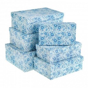 Набор коробок 6 в 1 "Голубые цветы", 35 х 25 х 12.5 - 23 х 13 х 7.5 см