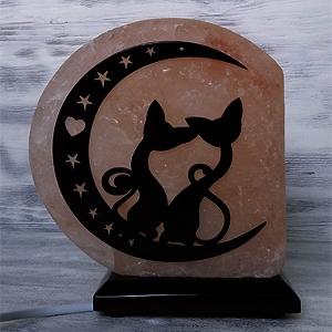 Солевая лампа "Коты на луне" Ploowod 2-3 кг