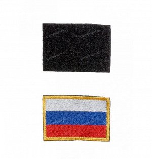 Нашивка на липучке "Флаг России", без надписи,с желтой каймой