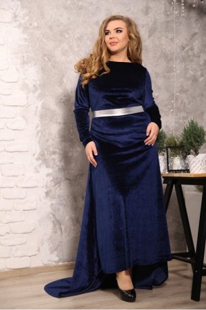 Платье Грация синий велюр