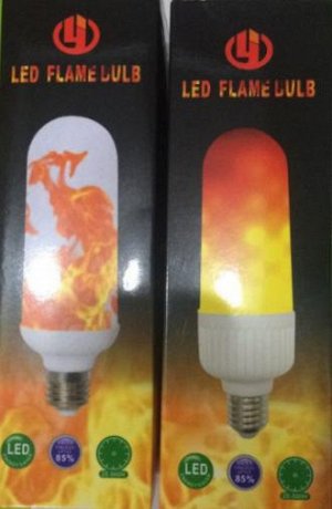 LED лампочка с эффектом горящей свечи и пламени
