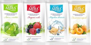 AMRA Салфетки влажные освежающие 4 фруктовых аромата /20