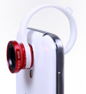 Объектив на смартфон 3в1 Набор: Fisheye (рыбий глаз) Wide Macro линзы цвет: ЧЕРНЫЙ