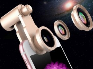 Объектив на смартфон 3в1 Набор: Fisheye (рыбий глаз) Wide Macro линзы цвет: ЧЕРНЫЙ