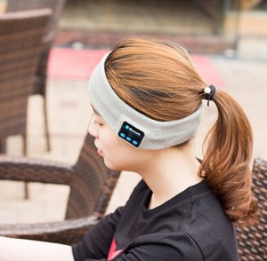 Повязка на голову с Bluetooth наушниками цвет: СВЕТЛО-СЕРЫЙ
