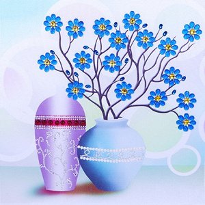 Картина из алмазной мозайки голубая ваза 5d