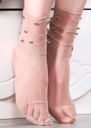 Полупрозрачные носки с люрексом и бусинами (мелкими)