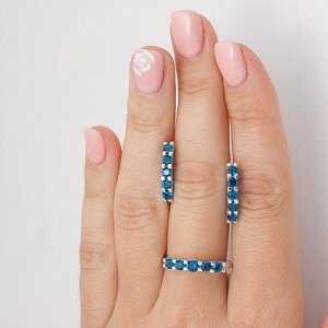 Серебряное кольцо с синими фианитами - 582